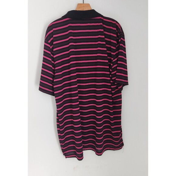 XPBX Pro Polo Shirt Pink Black Striped Short Sleeve Golf Shirt XXL 2XL‎ EUC - Picture 4 of 8